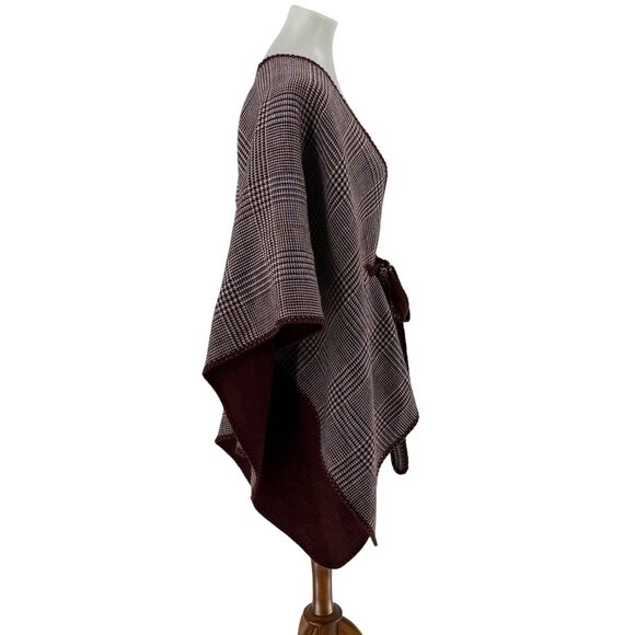 Reversible Cabi M/L Burgundy Plaid Wrap With Tie Waist - Picture 9 of 9